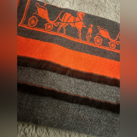 Women’s Rockies Collection - Orange / Grey  Soft Cashmere Blended Scarf / Wrap - Picture 7 of 10